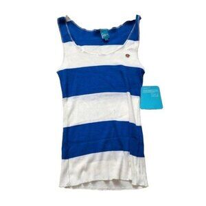 Vintage Paul Frank Tank Top, Julius, Striped, Blue & White, Large